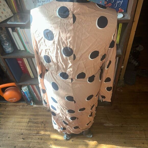 Eloquii black & tan polka dot 22/24 long belted kimono - Picture 3 of 4